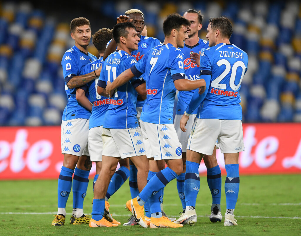 La squadra del Napoli esulta. Avvocato