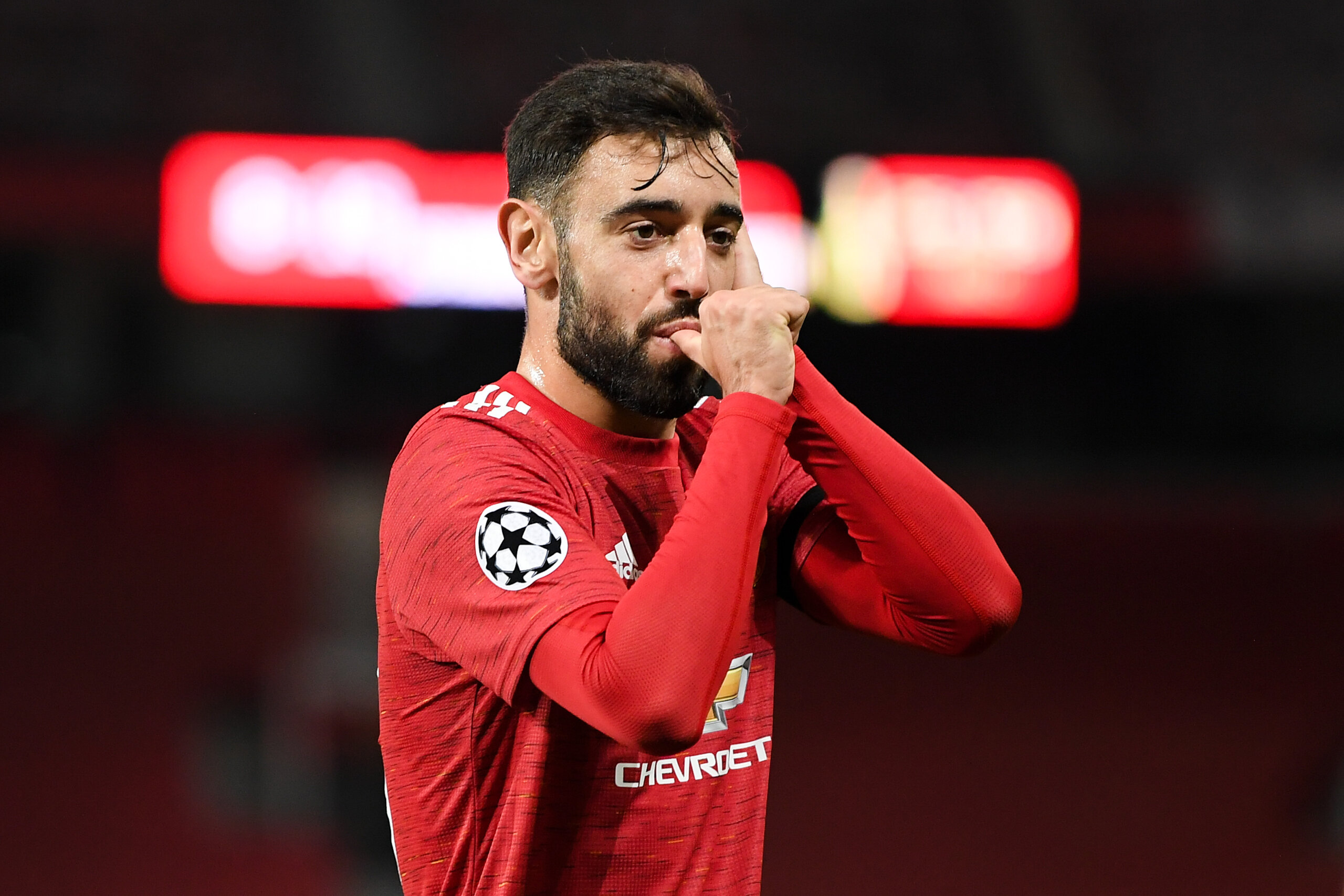 Bruno Fernandes, il grande mattatore della serata a Old Trafford. (Photo Michael Regan via Getty Images)