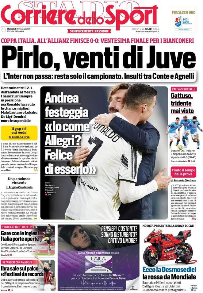 La prima pagina del Corriere dello Sport del 10 febbraio 2021