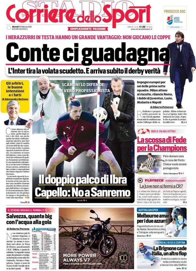 La prima pagina del Corriere dello Sport