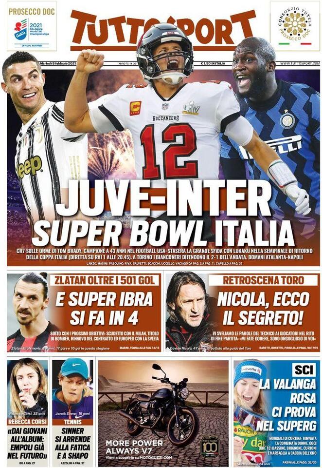 La prima pagina di Tuttosport del 9 febbraio 2021