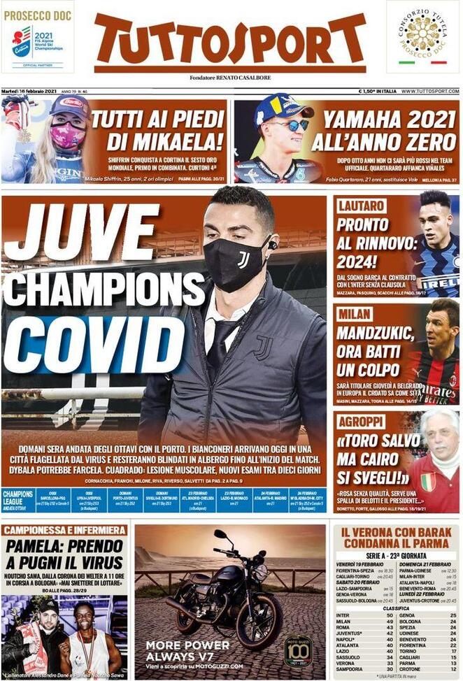 La prima pagina di Tuttosport