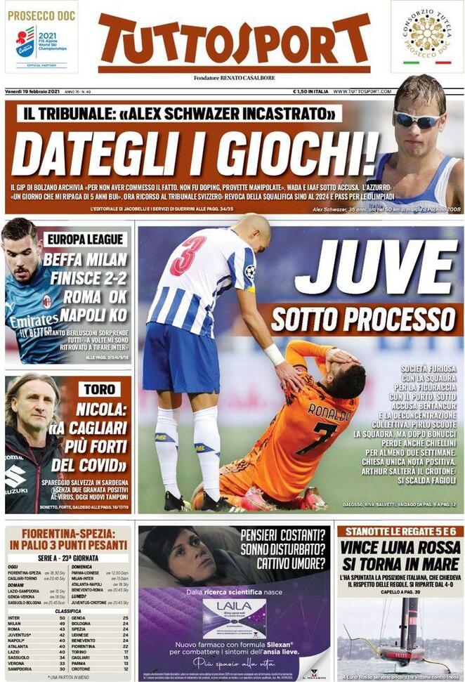 La prima pagina di Tuttosport