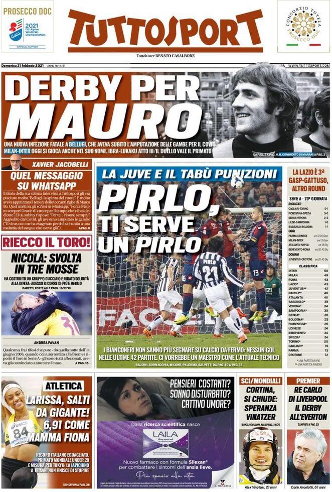 La prima pagina di Tuttosport