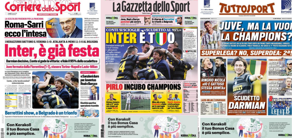 In prima pagina: i quotidiani in edicola oggi, 26 aprile 2021