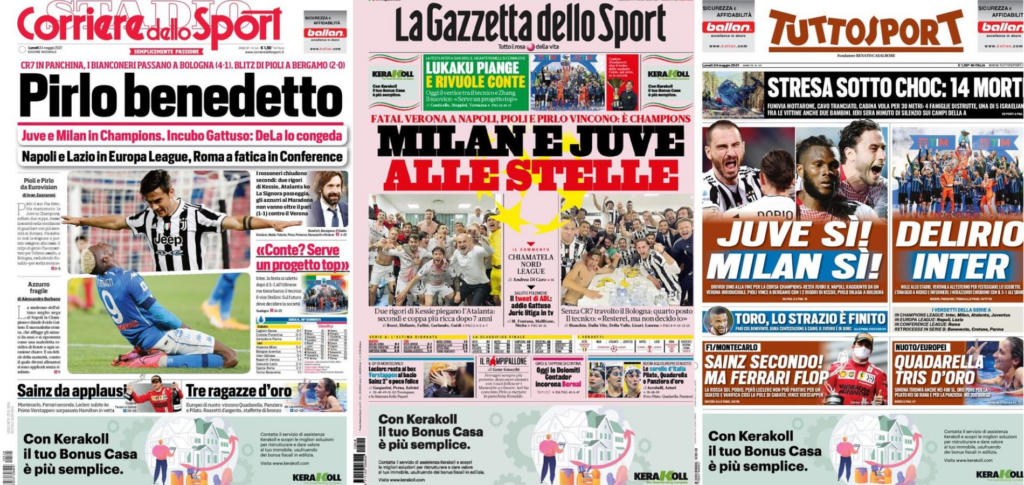 In prima pagina: i quotidiani in edicola oggi, 24 maggio 2021