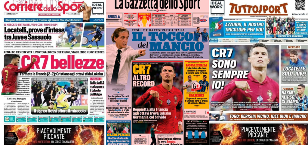 In prima pagina: i quotidiani in edicola oggi, 24 giugno 2021