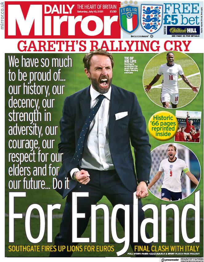 Daily Mirror 10 Luglio 2021