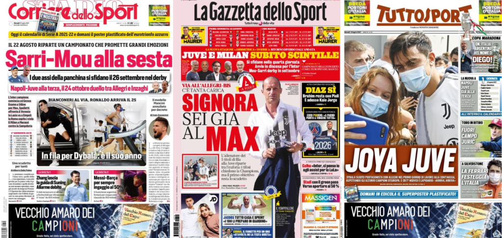 In prima pagina: i quotidiani in edicola oggi, 15 luglio 2021