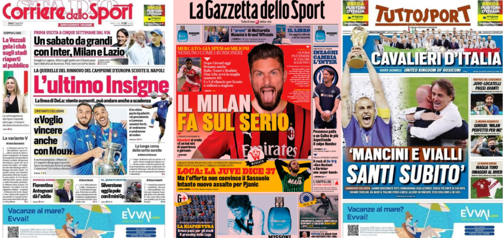 In prima pagina: i quotidiani in edicola oggi, 17 luglio 2021
