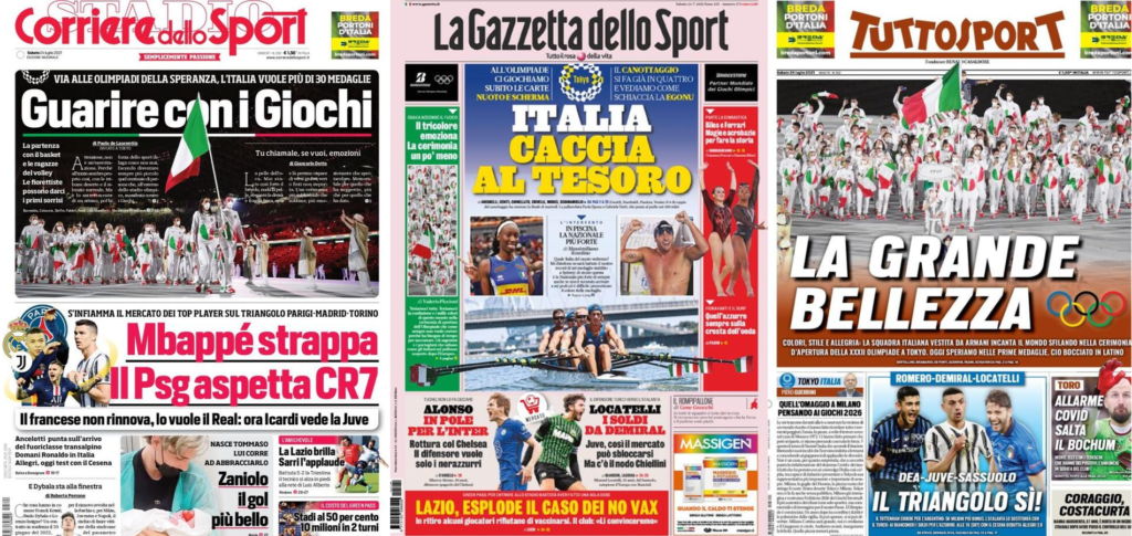 In prima pagina: i quotidiani in edicola oggi, 24 luglio 2021
