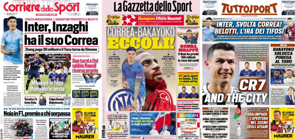 In prima pagina: i quotidiani in edicola oggi, 25 agosto 2021