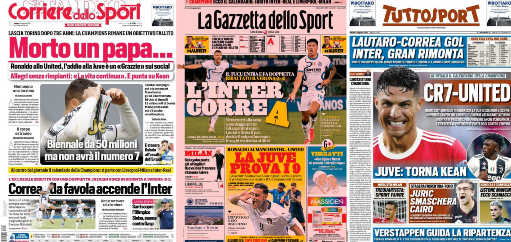 In prima pagina: i quotidiani in edicola oggi, 28 agosto 2021