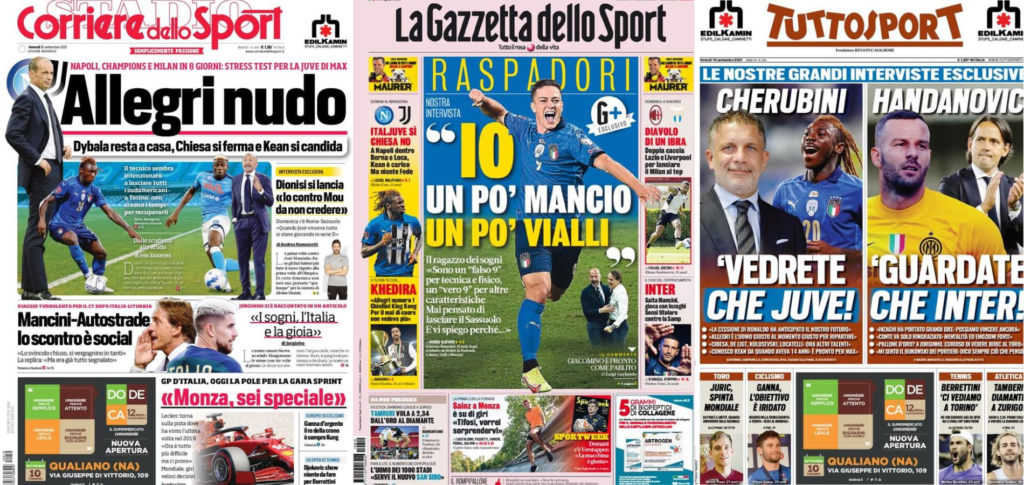 In prima pagina: i quotidiani in edicola oggi, 10 settembre 2021