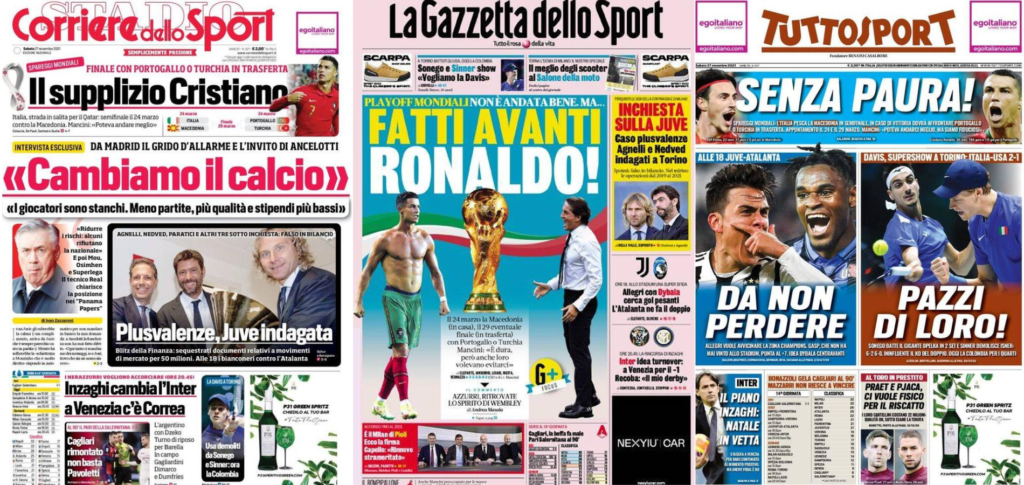 In prima pagina: i quotidiani in edicola oggi, 27 novembre 2021