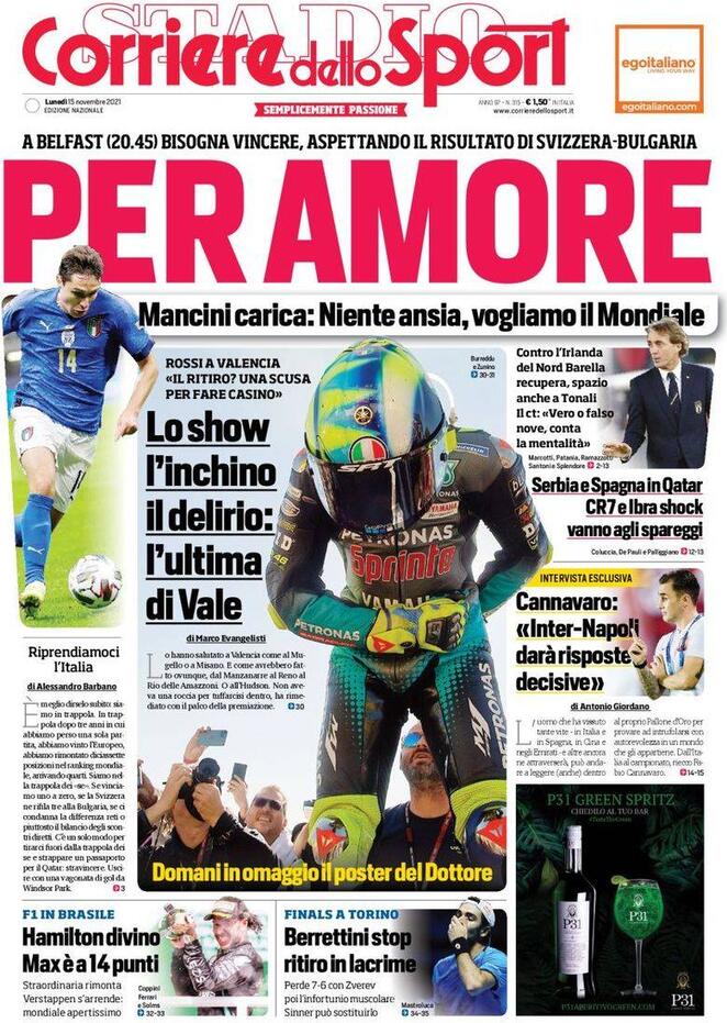 In prima pagina: i quotidiani in edicola oggi, 15 novembre 2021