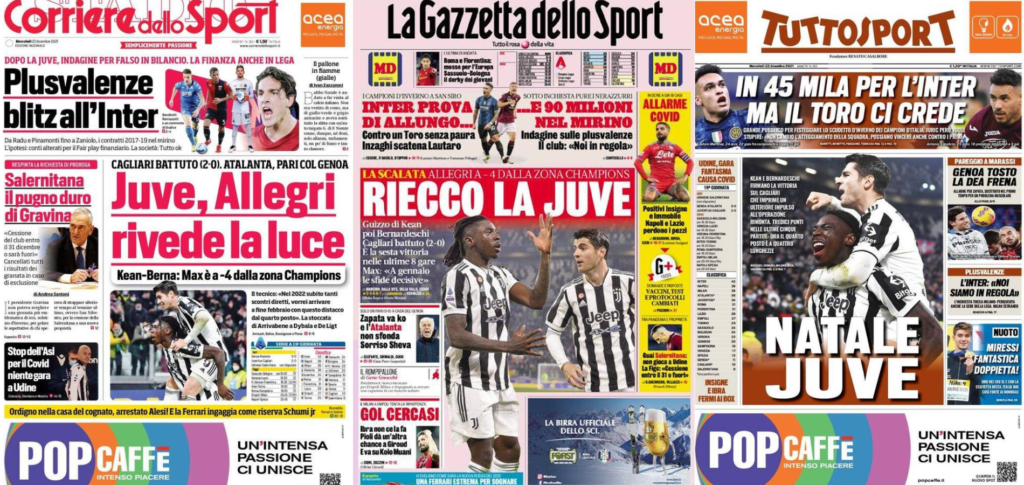 In prima pagina: i quotidiani in edicola oggi, 22 dicembre 2021