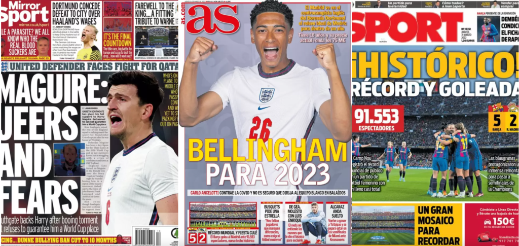 Rassegna Estera – Bellingham entro il 2023, Camp Nou storico