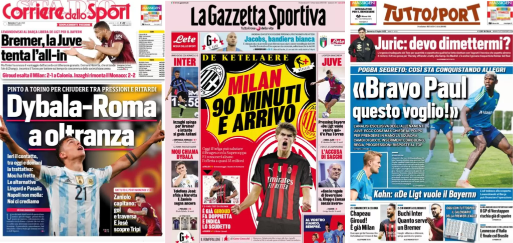 In prima pagina: i quotidiani in edicola oggi, 17 luglio 2022