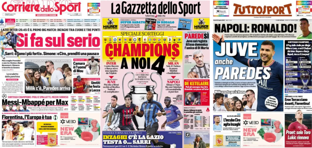 In prima pagina: i quotidiani in edicola oggi, 26 agosto 2022