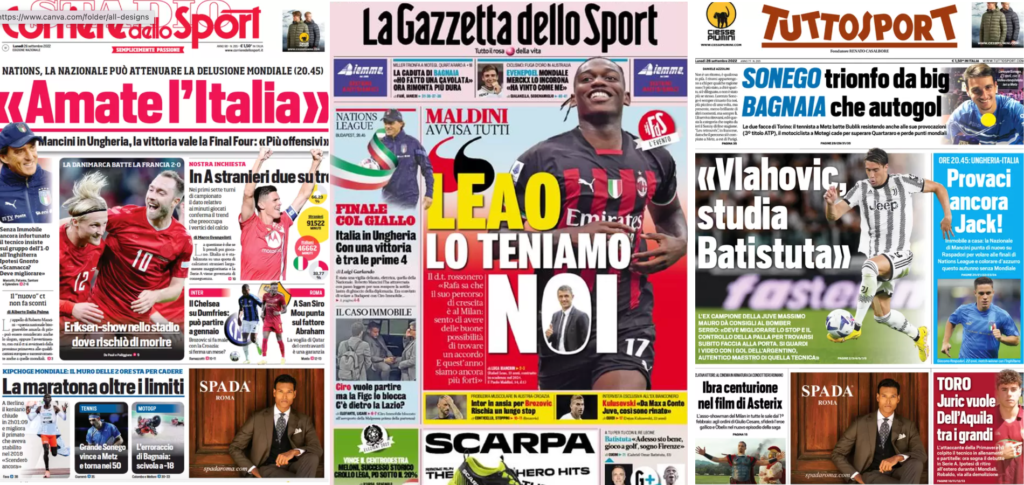 In prima pagina: i quotidiani in edicola oggi, 26 settembre 2022
