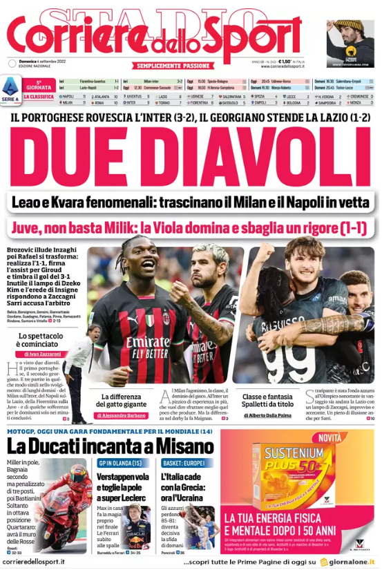 prima pagina 4 settembre