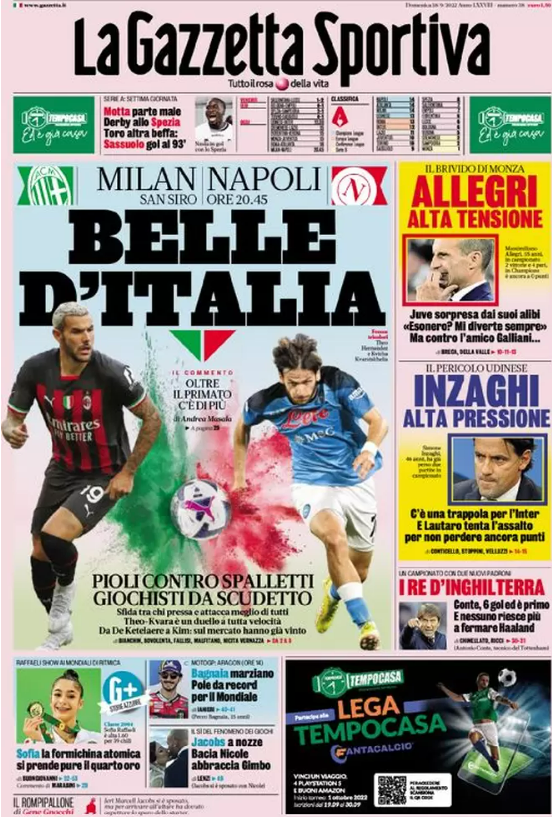 In prima pagina: i quotidiani in edicola oggi, 18 settembre 2022
