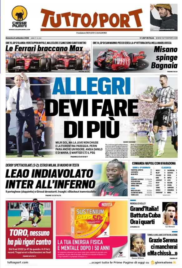 prima pagina 4 settembre