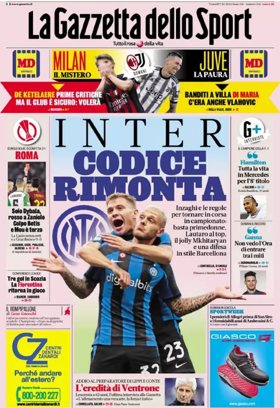 In prima pagina: i quotidiani in edicola oggi, 7 ottobre 2022