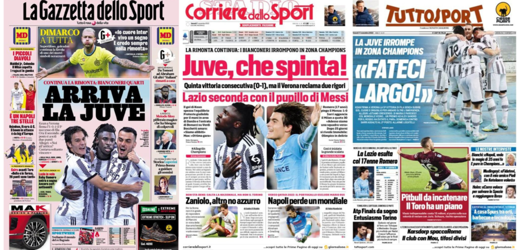 In prima pagina: i quotidiani in edicola oggi, 11 novembre 2022