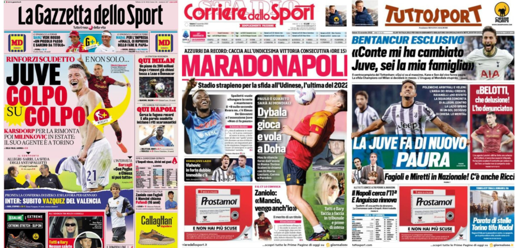 In prima pagina: i quotidiani in edicola oggi, 12 novembre 2022