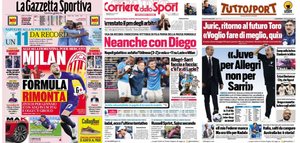 In prima pagina: i quotidiani in edicola oggi, 13 novembre 2022