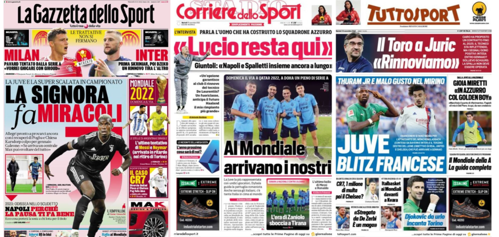 In prima pagina: i quotidiani in edicola oggi, 15 novembre 2022