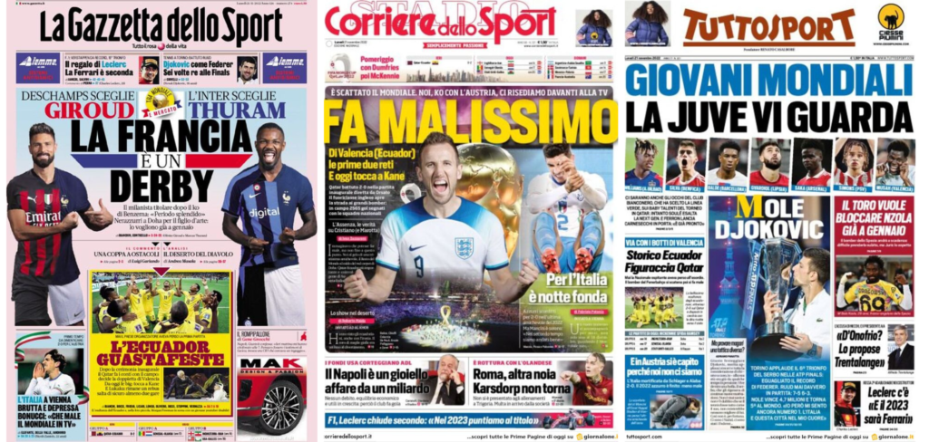 In prima pagina: i quotidiani in edicola oggi, 21 novembre 2022