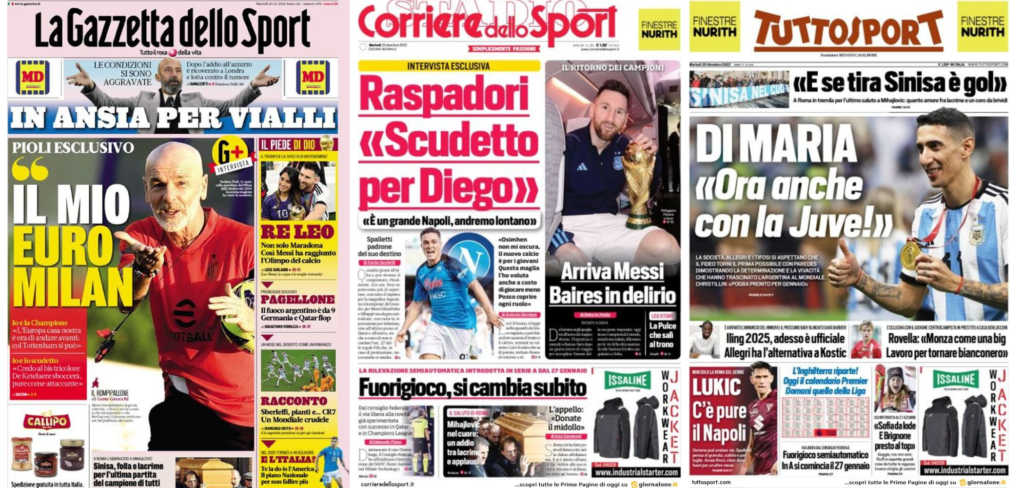 In prima pagina: i quotidiani in edicola oggi, 20 dicembre 2022