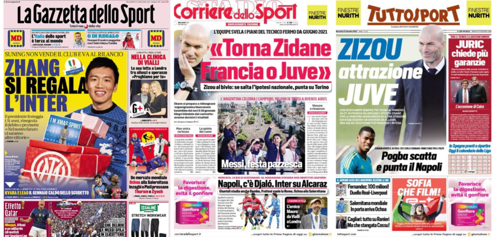 In prima pagina: i quotidiani in edicola oggi, 21 dicembre 2022