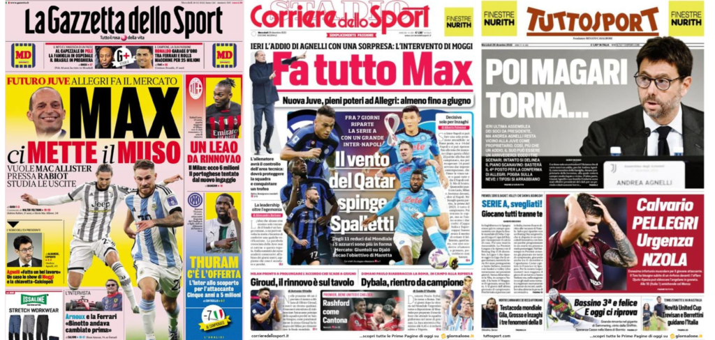 In prima pagina: i quotidiani in edicola oggi, 28 dicembre 2022