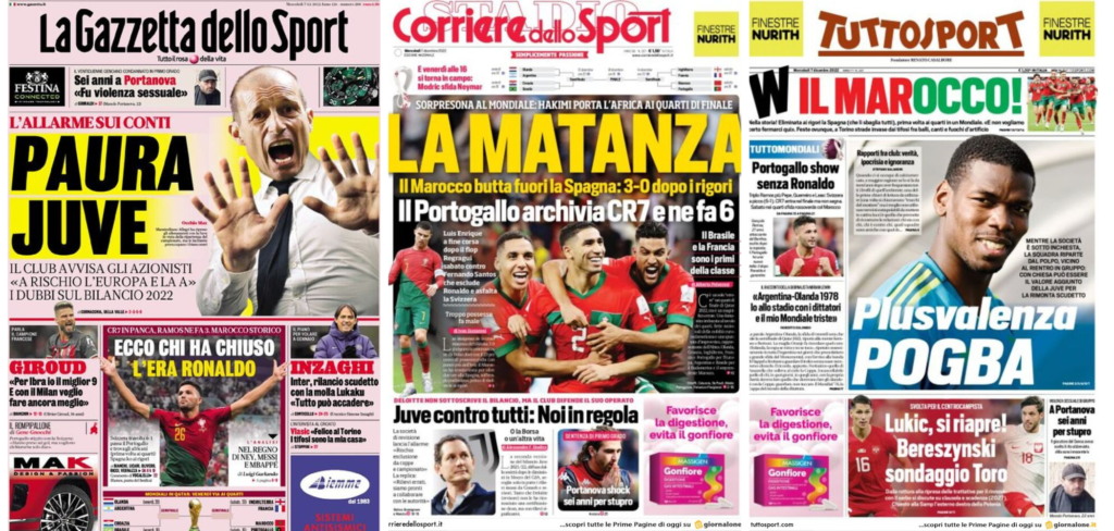In prima pagina: i quotidiani in edicola oggi, 7 dicembre 2022