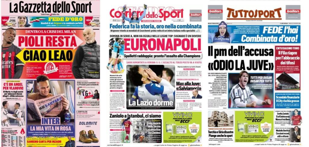 In prima pagina: i quotidiani in edicola oggi, 7 febbraio 2023