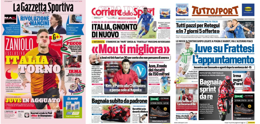 In prima pagina: i quotidiani in edicola oggi, 26 marzo 2023