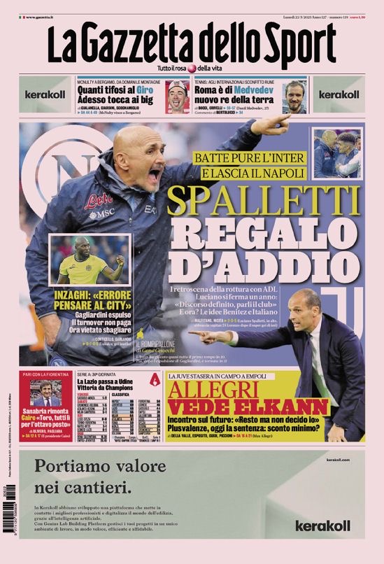 Rassegna Stampa 22-05: i titoli dei principali quotidiani sportivi