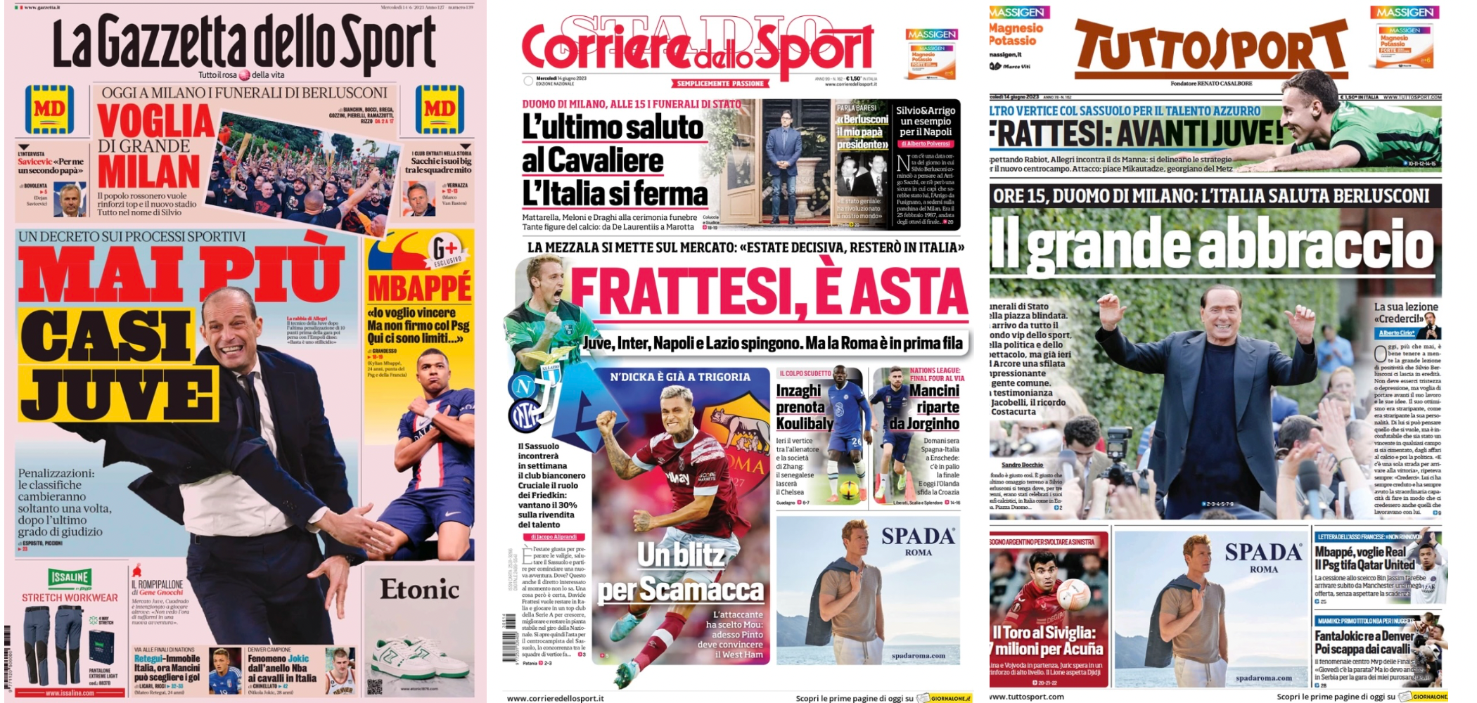 Rassegna stampa Juve: prime pagine quotidiani sportivi – 24 giugno 2023