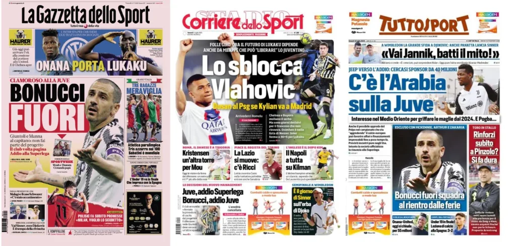 In prima pagina: i quotidiani in edicola oggi, 14 luglio 2023