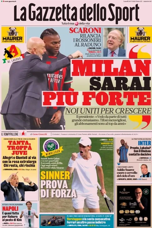 In prima pagina: i quotidiani in edicola oggi, 10 luglio 2023
