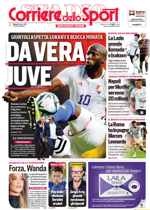In prima pagina: i quotidiani in edicola oggi, 3 agosto 2023