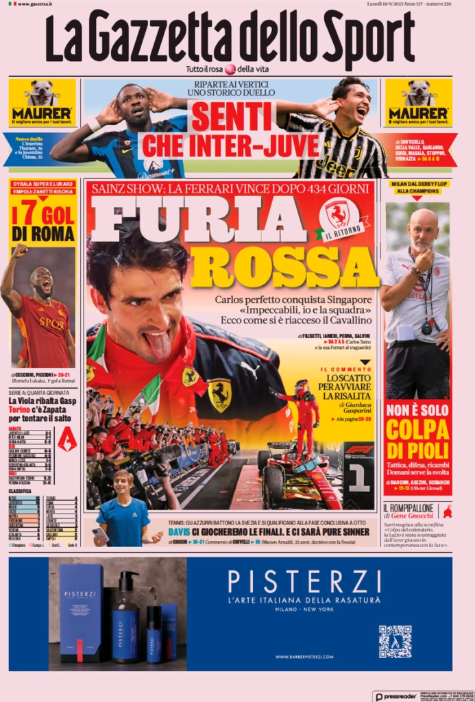 In prima pagina: i quotidiani in edicola oggi, 18 settembre 2023