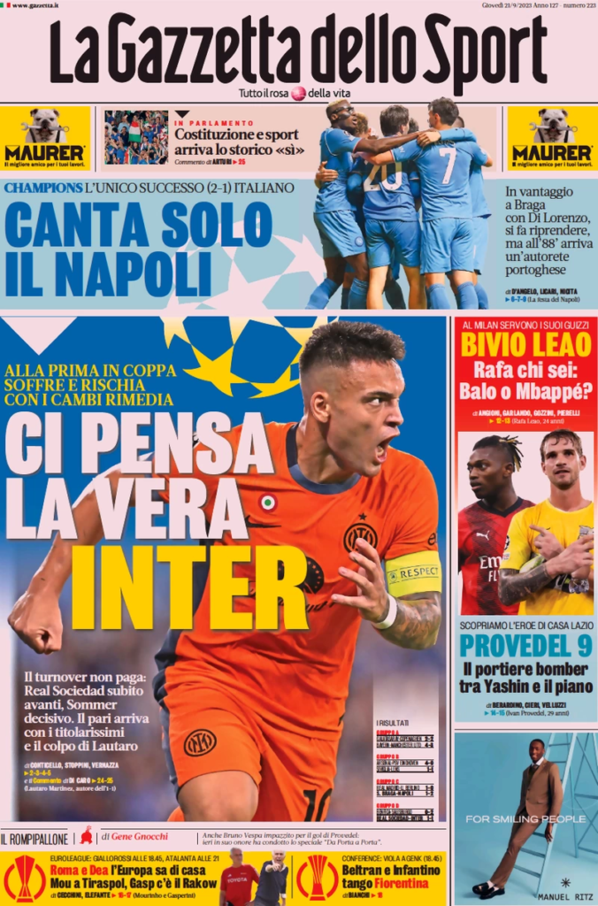 In prima pagina: i quotidiani in edicola oggi, 21 settembre 2023