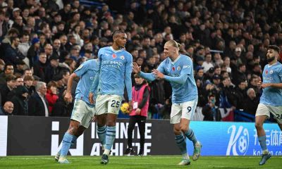 L'esultanza dei giocatori del Manchester City