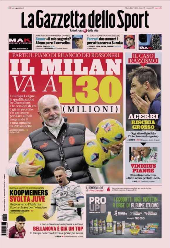 Prima pagina Gazzetta dello Sport