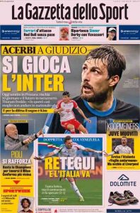 La prima pagina de La Gazzetta dello Sport di venerdì 22 marzo
